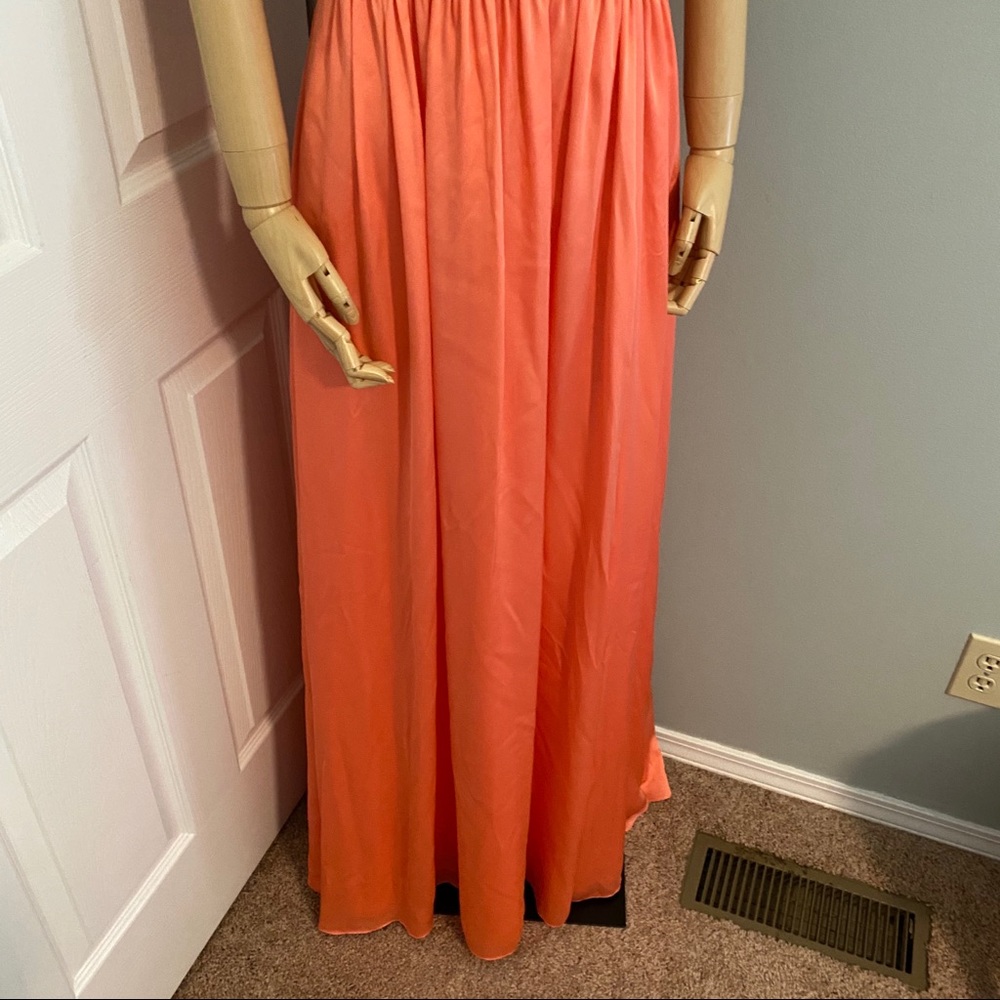 Vera Wang White Evening Gown Coral Maxi Dress size 10 New with Tags - Picture 3 of 16